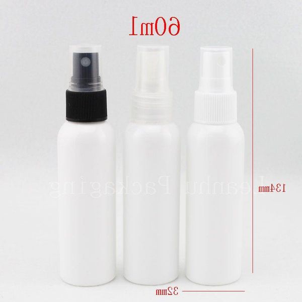 60ml X 50 frasco de plástico spray branco vazio, frasco de medicamento líquido 60cc, recipiente de bomba de 2 oz PET, frascos de perfume pulverizador de névoa Gulfq