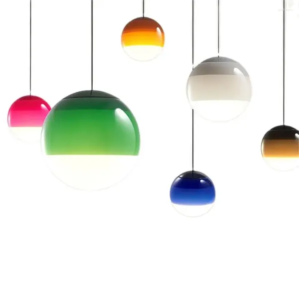 Lâmpadas pendentes Nordic Gradiente Colorido Luz Bola De Vidro LED Lâmpada Pendurada Jantar Quarto Restaurante Moderno Criativo Balão Suspensão