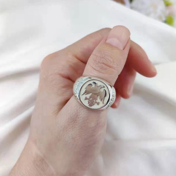 Ringe Großhandel aus 925er massivem Silber mit graviertem Namensring, 20 mm runder Siegelring, individueller Familien-Abzeichenring für Herren