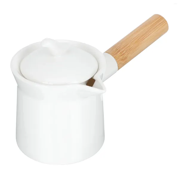 Set di stoviglie Decor Brocca per il latte Porta teiera in ceramica Contenitore riscaldatore Manico bianco di grande capacità