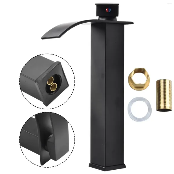 Rubinetti per lavandino del bagno Rubinetto per lavabo durevole 1pc 36-45MM Accessori Beccuccio piatto per acqua fredda Maniglia singola nera opaca