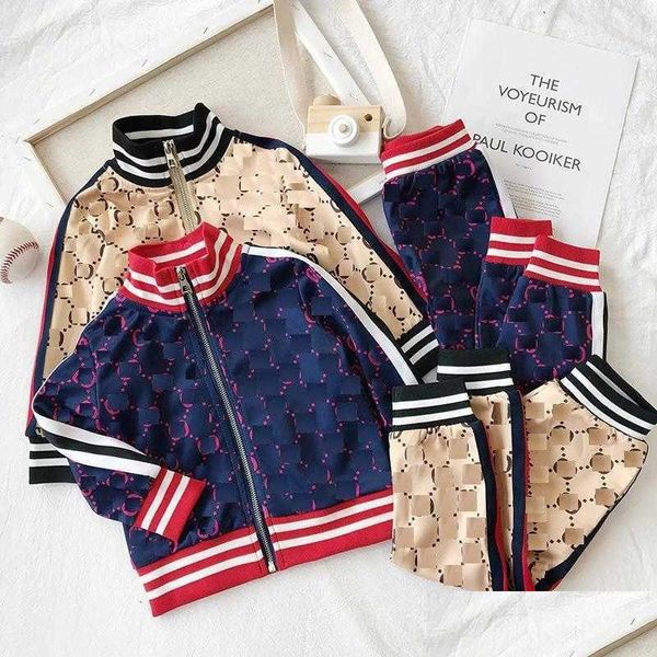 Set di abbigliamento Kids Designer Luxury Print Tute Fashion Letter Jackets Aggiungi Joggers Casual Sports Style Felpa Ragazzi Vestiti D Otptb