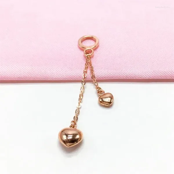 Catene 585 placcato oro viola 14K rosa nappa lucida doppia collana a forma di cuore per le donne pendente a goccia dolce semplice gioielli