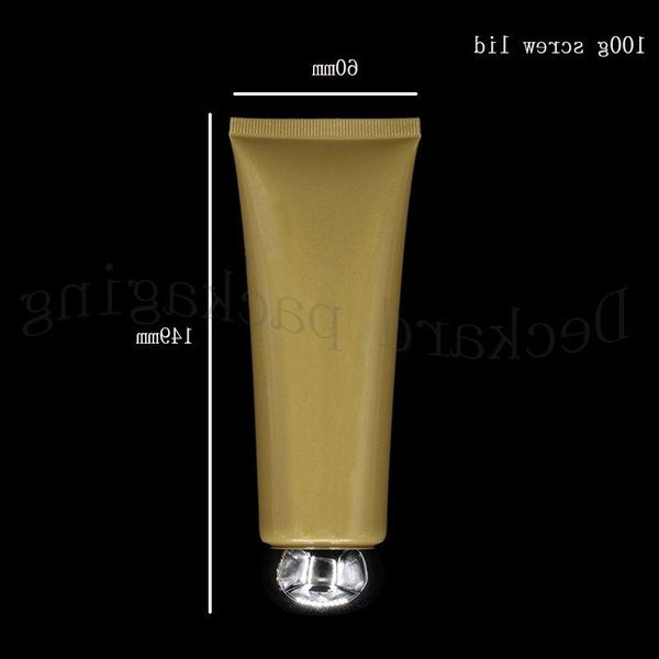 20 pz 100 g all'ingrosso tubo morbido dorato vuoto da 35 once per lavare la crema per le mani al burro, detergente per il viso 100 ml tubo cosmetico per crema scrub Xcbio