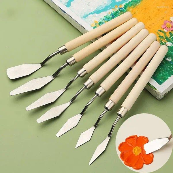 Strumenti artigianali 7 Pz/set Spatola per Ceramica in Acciaio Inossidabile Raschietto per Argilla Polimerica Ceramica Modellazione Arte Pittura a Olio Coltelli Torta Kit