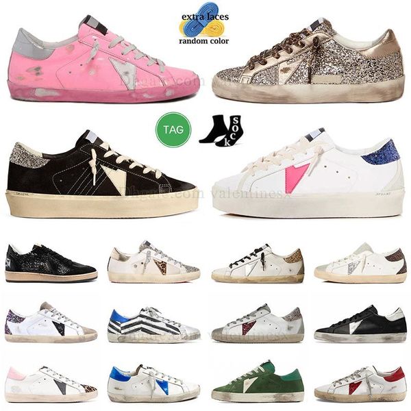 Goldene Freizeitschuhe Neuerscheinung Italien Marke Damen Super Star Hi-Star Schuhe Luxus Splitter Weiß Schwarz Pailletten Klassische Do-Old Dirty Designer Man Sneakers Trainer