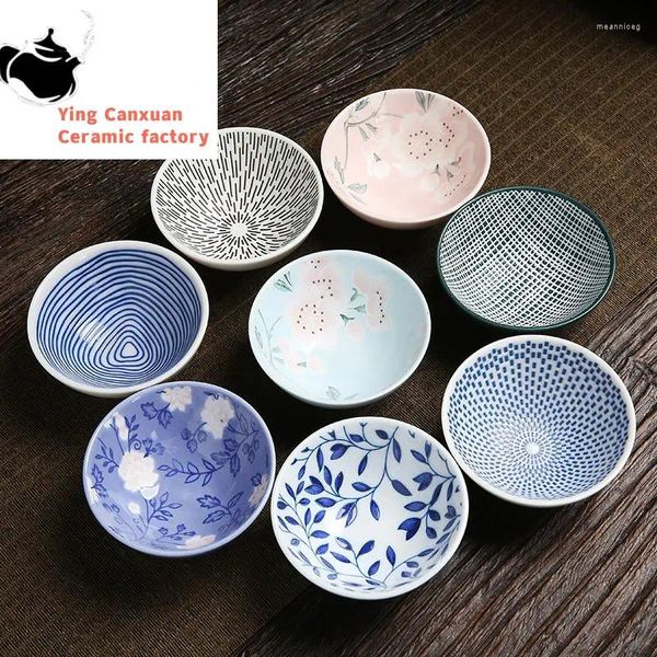 Teegeschirr-Sets 4 Teile/los Chinesische Keramik Teetasse Handgemachte Große Schüssel Celadon Teetasse Zubehör Tragbare Einzel Tassen Geschenke Drink