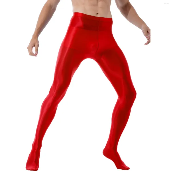 Calças masculinas homens moda brilhante meia-calça meias ballet dança yoga leggings treinamento elástico fitness treino calças esportivas collants