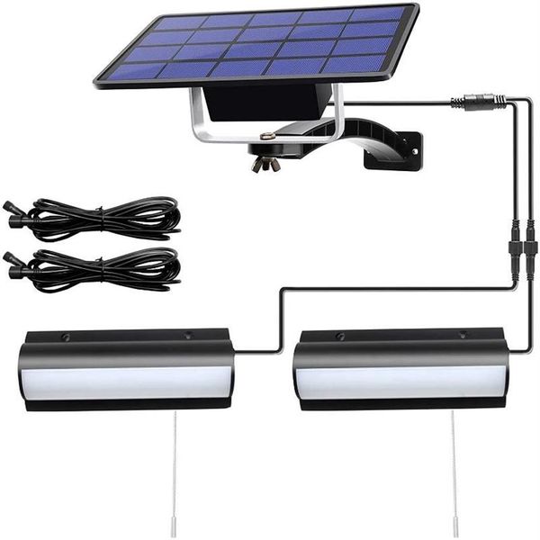 Cabeça dupla luz solar cordão jardim parede ao ar livre lâmpada de rua à prova dwaterproof água divisão lâmpada led com cordão de tração lamps276s