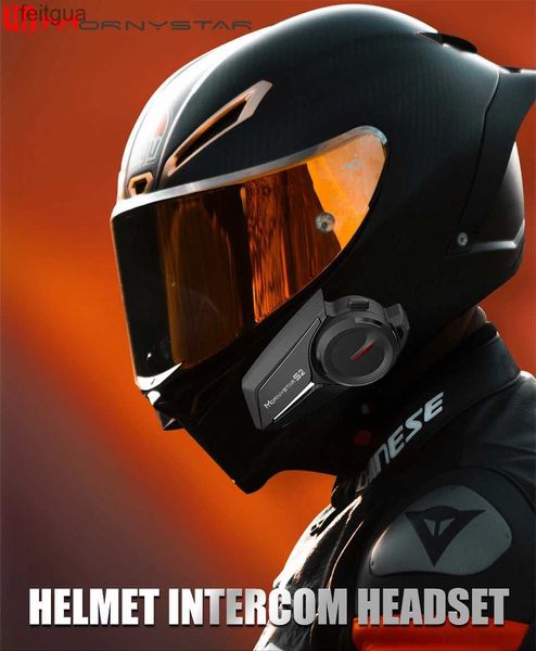 Walkie Talkie Mornystar S2 Motosiklet Kask Bluetooth Kulaklık Kablosuz BT 5.3 Kulaklıklar 2 biniciler 1200m Moto Su Geçirmez Arama YQ240130