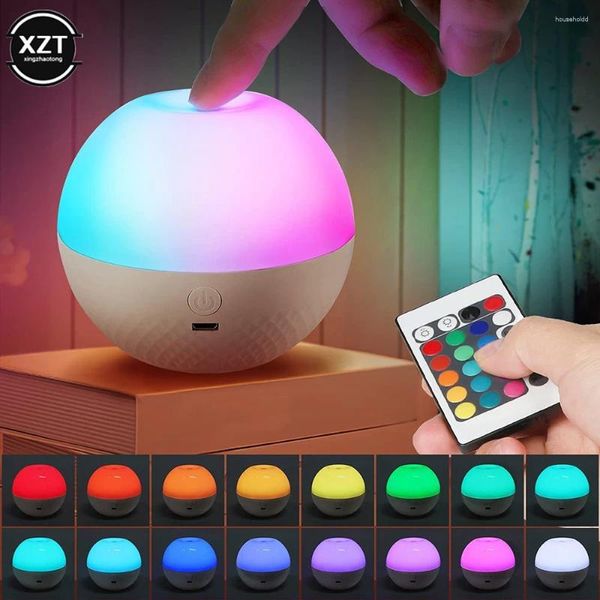 Luci notturne colorate telecomando luce 16 colori lampada da tavolo RGB atmosfera creativa a LED per l'arredamento della camera da letto interruttore tattile