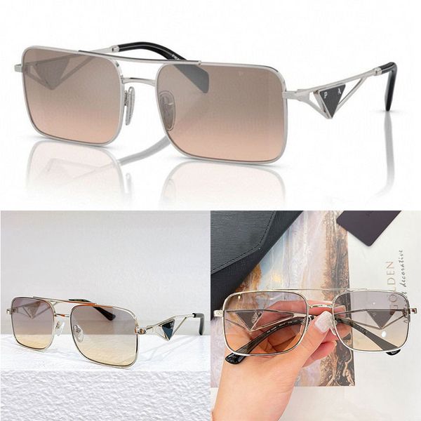 Дизайнерские модные брендовые солнцезащитные очки PRA52S Pilot в квадратной оправе с треугольным логотипом, линзы на ножках, современные модные солнцезащитные очки с коробкой