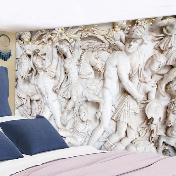 Hapentasyonlar Yunan 3d Retro Relief Goblen Ev Oturma Odası Vintage Dekorasyonlar Yatak Odası Heykel Tema Asma Perde Kadın Erkekler
