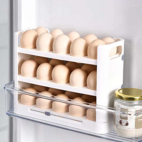 Contenitori e complementi per cucina Piccolo 3 Strati Cremagliera Porta Uova Hueveras Frigo Box Vassoio Del Basamento Cestino Contenitore Organizzatore Per Refrigeratgerator