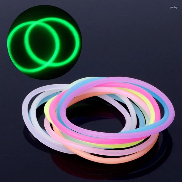 Braccialetti con ciondoli 10 Pz/set Gomma di Silicone Luminoso Colorato Night Glow Braccialetto Gummy Legami Dei Capelli Del Partito FAI DA TE Per Il Fitness Sport