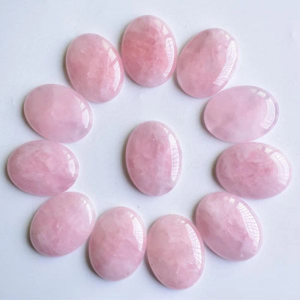 Perline all'ingrosso Perline cabochon ovali in pietra di quarzo rosa naturale di alta qualità per accessori di gioielli che effettuano la spedizione gratuita