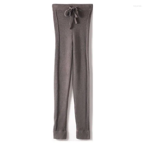 Женские брюки, модный бренд 2024, осенние и зимние колготки из пряжи, повседневные облегающие утягивающие теплые леггинсы