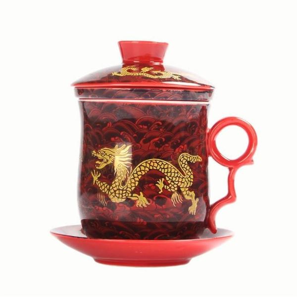 Canecas Filtro de Cerâmica Chinesa Caneca de Chá Café Camping Drinkware Copo de Porcelana Branca Café Caneca de Leite Cups239W