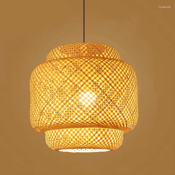 Lâmpadas pendentes led luz handmake bambu pendurado lâmpada para jantar sala de estar lustre decoração restaurante loft luminária iluminação