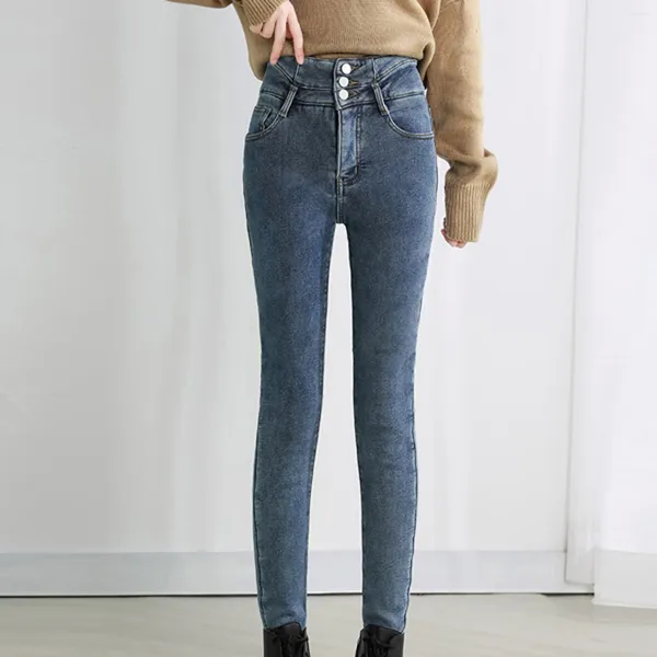 Jeans da donna caldi pantaloni alti Haren dritti ispessiti larghi vita H pantaloni estetici vintage di grandi dimensioni punk di lusso