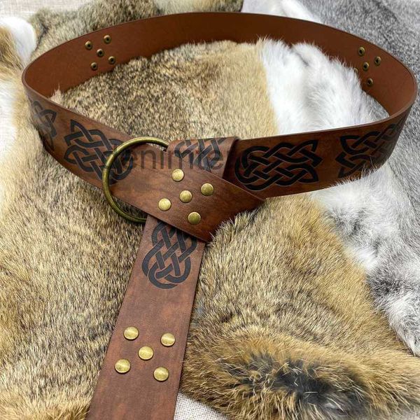 Alta qualidade viking em relevo clássico luxo rebite cinto masculino punk rebites cintos cosplay prop cintura para ator cosplay preto marrom yydd