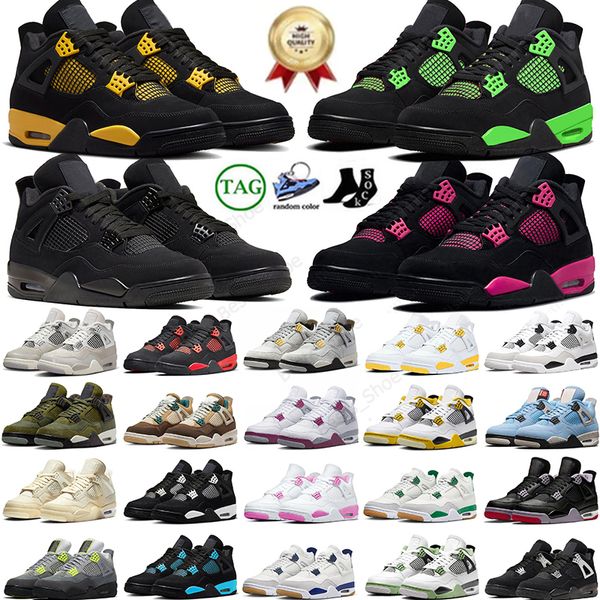 J4S Sports Jumpman 4 Erkek Kadın Basketbol Ayakkabı OG 4S Tasarımcı Reimained Pembe Oreo Orta Zeytin Çam Yeşil Seafoam Askeri Kara Kedi Sabaharları Büyük Boyut