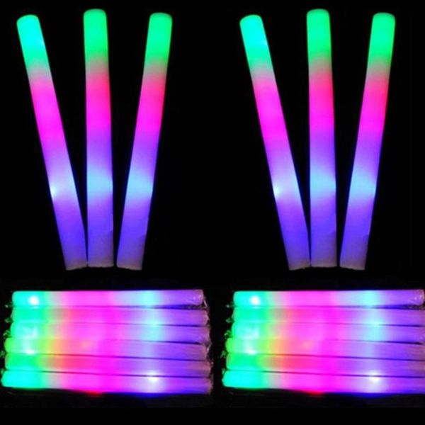 Decoração de festa 12 15 24 30 60 90pcs Glow Sticks RGB Luzes LED na luz de fluorescência escura para o concerto de casamento Festival3007