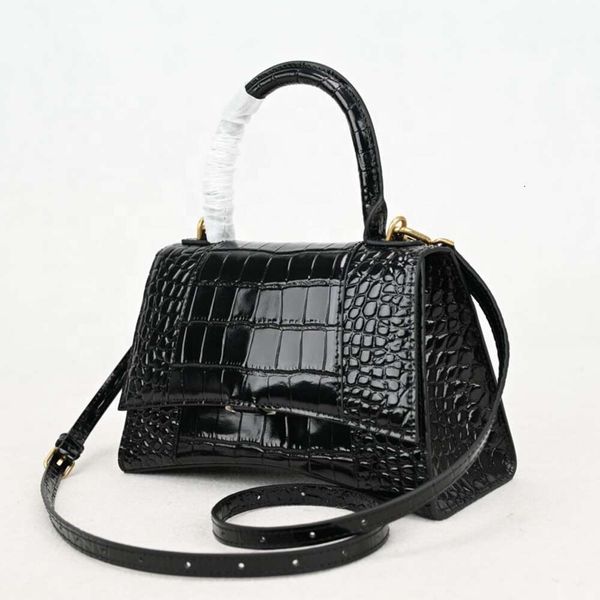 Preto crocodilo em relevo estilo ampulheta cruz corpo sacos feminino marca bolsas de couro senhora estilingue moda bolsa atacado