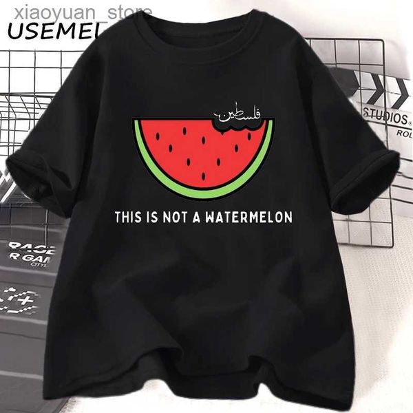 T-shirt das mulheres Isto não é uma melancia Palesti Camisetas Mulheres Homens Algodão de Alta Qualidade Impresso Roupas Gráfico Tee Oversized Womens Roupas 240130