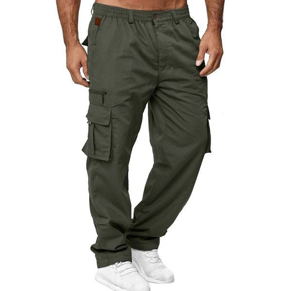 Calças masculinas casuais calças de carga calças masculinas respirável multi-bolsos perna reta fitness pant roupas masculinas tamanho S-4xl plus size 240124