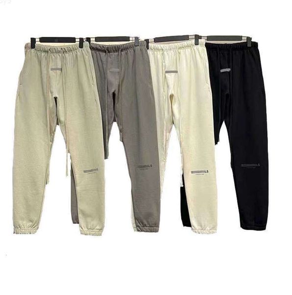 Calças masculinas Nova Nevoeiro Linha Dupla Ess Algodão Reflexivo Cordão Casual Oversize Sweatpants High Street Long para Homens e Mulheres XL Venda Quente