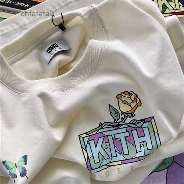 Футболка Kith Box, повседневная мужская и женская футболка от 1 до качества, летние повседневные топы с цветочным принтом, оптовая продажа, высокий 914O