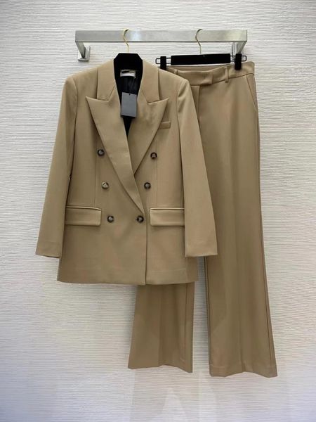 Kadın Suits 2024 Erken İlkbahar Üst düzey Butik Moda Zinciri Çift Kel Oraltılmış Mizaç Takım Ceket Orta Yüksek Belli Pantolon