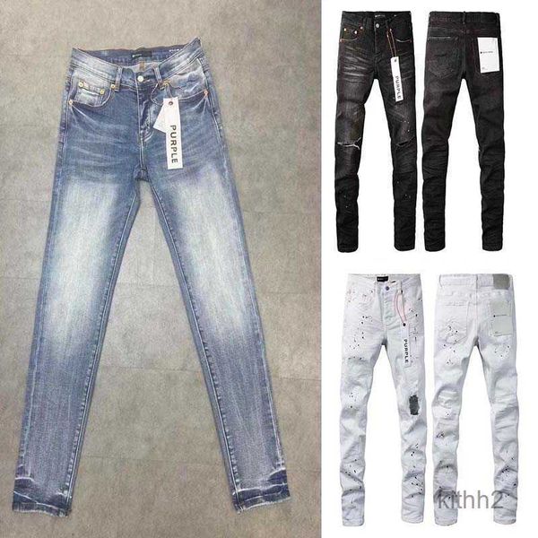 Jeans da uomo firmati strappati diritti denim regolari jeans lunghi neri con cerniera pantaloni centrali con foro per uomo designer donna E6MT 8DKZ