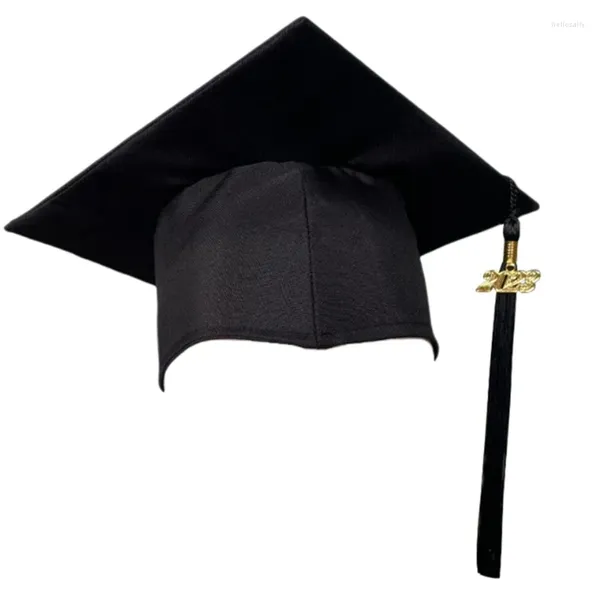 Berretti GRAD Cappello da laurea Cappello da laurea Copricapo 2024 Costume da festa con nappa Pografia nera Puntelli Dropship