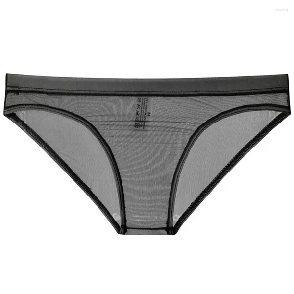 Underpants 1 pc verão homens baixo aumento roupa interior briefs shorts sexy respirável malha tanga ver através de lingerie cor sólida homem calcinha