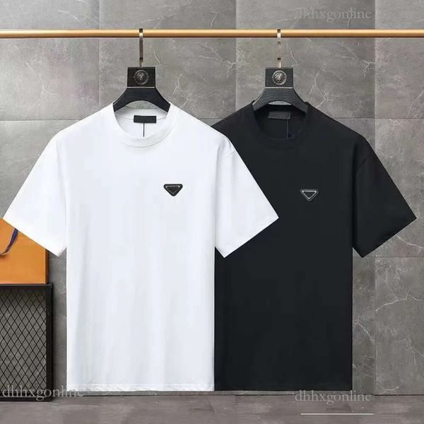 MS T Shirt Tasarımcı Gömlek M Tees Man Siyah Pranda Erkek Kadın Pamuk Tee Kadın Giysileri Lüks Mektup Basit Crewneck Baskı Kısa Kollu Tshirts Paket