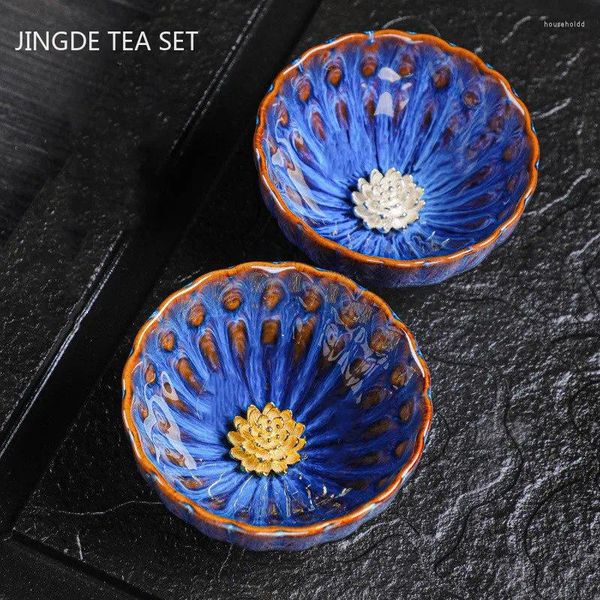 Teetassen 100 ml Tradition Ofen Transformation Keramik Teetasse Home Master Cup Chinesisches Set Zubehör Handgefertigte Silbereinlage