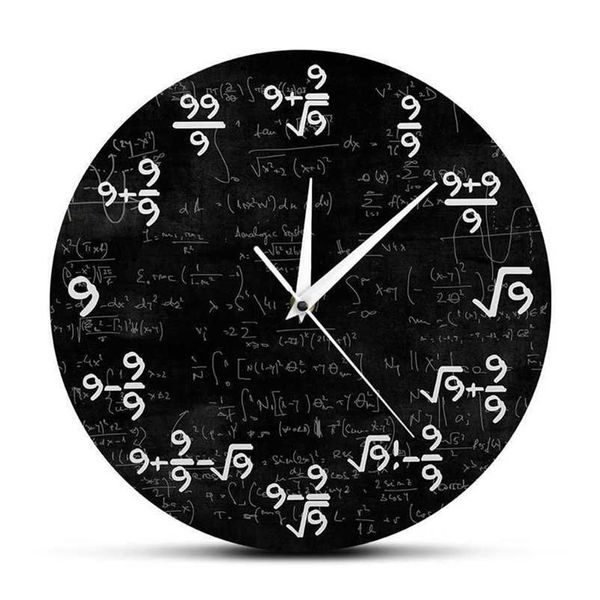 Equation Nines Math The Clock of 9s Formulas Moderne Hängeuhr Mathematical Classroom Wall Art Decor 2012122952