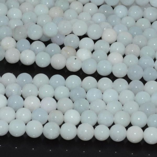 Pedras preciosas soltas cor clara natural branco Birmânia Jade/Grânulos redondos de Jadeite 6mm