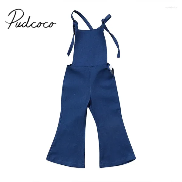 Hosen 2024 Marke Kleinkind Infant Kind Kinder Baby Mädchen Insgesamt Strap Jeans Flare Hosen Strampler Overall Harem Kleidung 1-6T