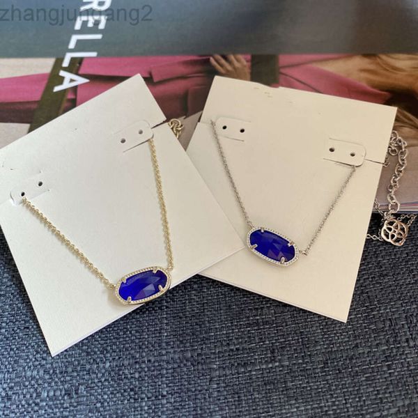 Designer kendras scotts gioielli stile K moda qualità semplice multi taglio blu opale collana ovale gioielli da donna