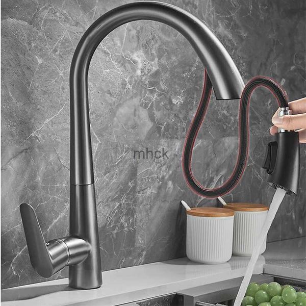 Torneiras de cozinha BECOLA 2-Mode Handle Pull 360 Rotating Splash Proof Sink Torneiras de cozinha de aço inoxidável frio e misturador quente 240130