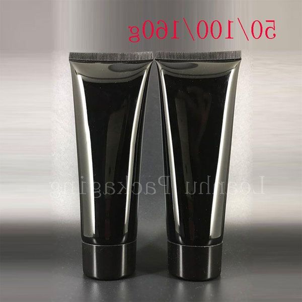 50g 100g 160g Vuoto Nero Soft Squeeze Imballaggio cosmetico Riutilizzabile Lozione in plastica Crema Tubo Coperchi a vite Contenitore per bottiglie Cghvq