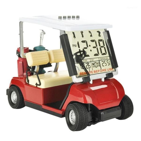 LCD-Display, Mini-Golfwagen-Uhr für Golf-Fans, tolles Geschenk für Golfer, Renn-Souvenir, Neuheitsgeschenke, Red1175h
