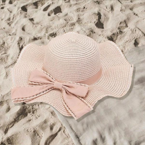 Cappelli a tesa larga da donna, da donna e da uomo, cappello estivo in paglia, berretto da spiaggia floscio