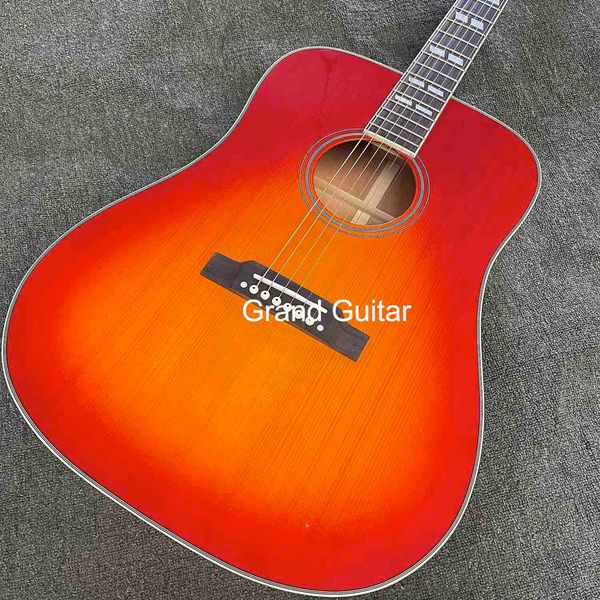 Chitarra acustica Hummbird personalizzata da 41 pollici con retro in mogano rosso ciliegia