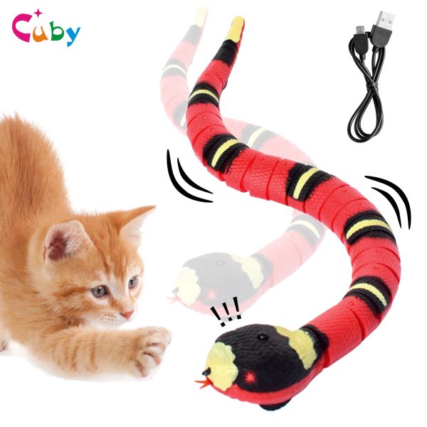 Tiragraffi creativi giocattoli per gatti con rilevamento intelligente giocattoli interattivi con serpente elettrico ricarica USB giocattoli stuzzicanti per cani gatti accessori per gatti