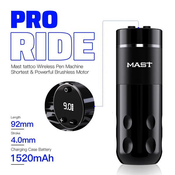 Mast Rider Pro Wireless Rotary Tattoo Maschine Bürstenlosen Motor LED Display Batterie Stift Permanent Make-Up Für Künstler 240123