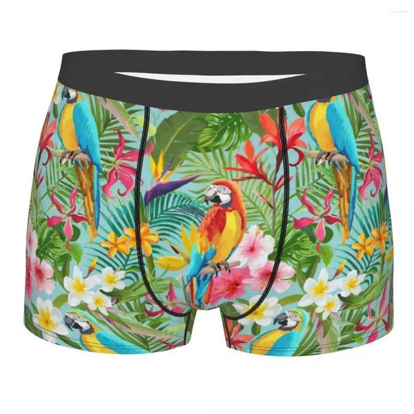 Mutande Uomo Esotico Tropicale Cockatiel Ara Boxer Slip Pantaloncini Mutandine Intimo Uccelli selvatici Pappagalli Animale Homme Plus Size